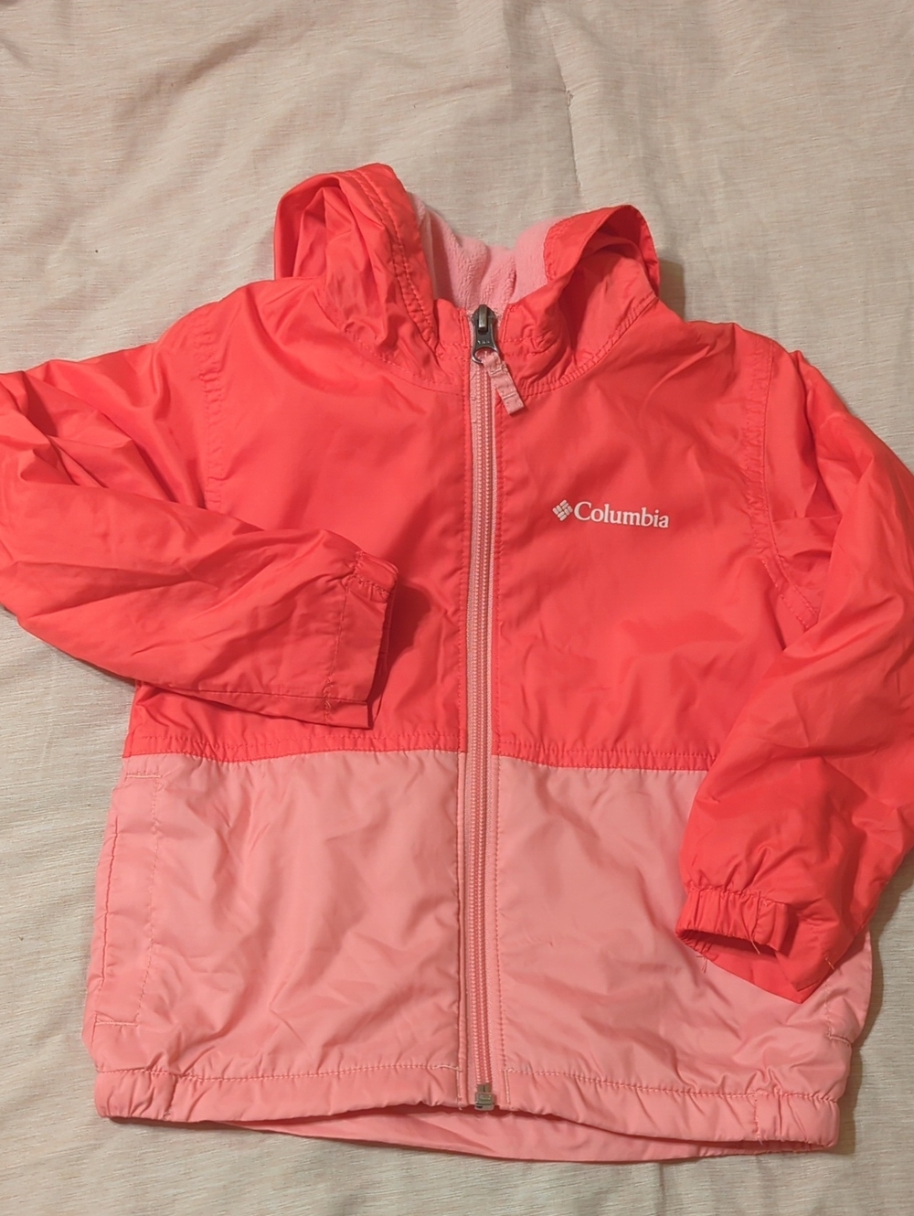 Columbia Kids Two-Tone Pink Hooded Rain Jacket